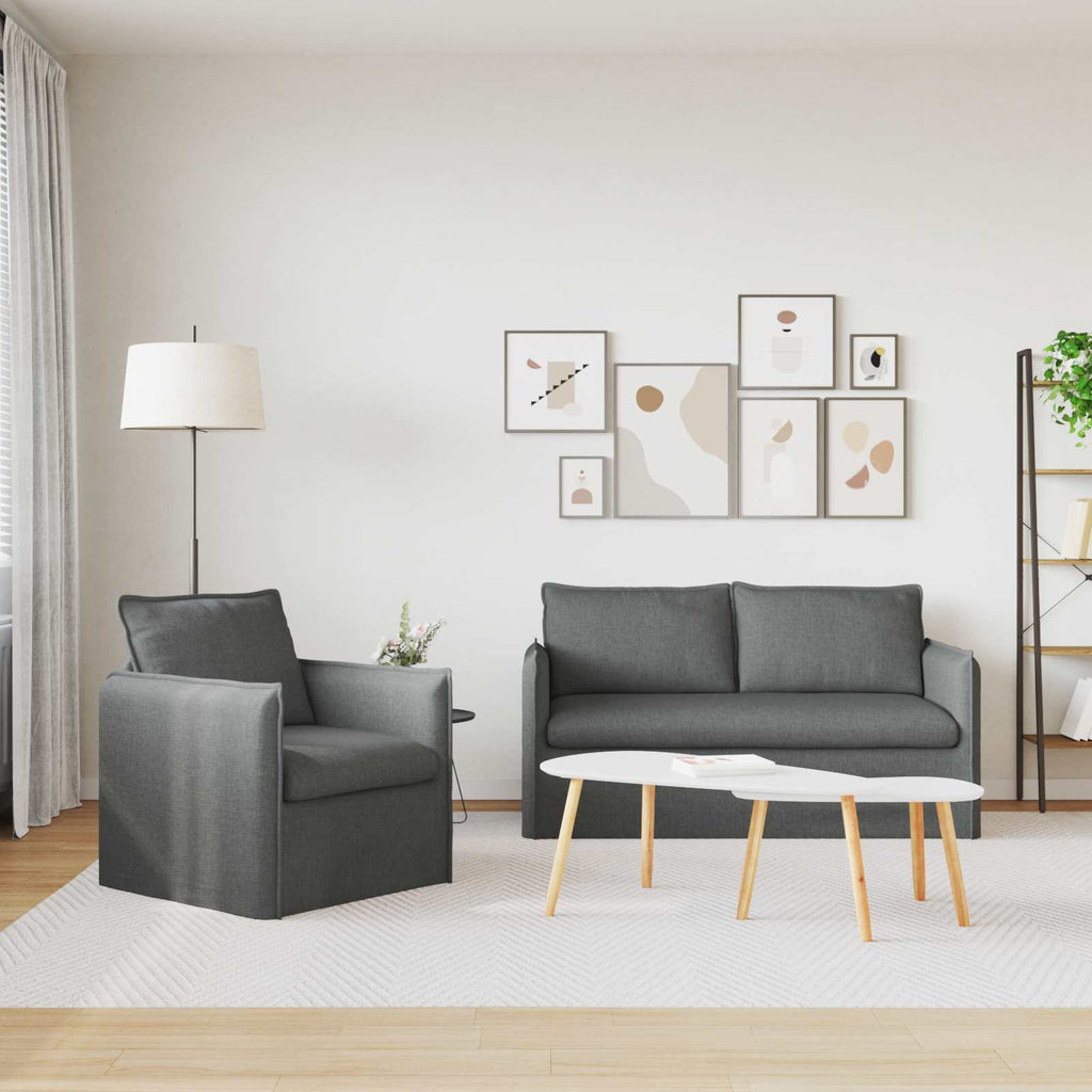 Sofa Set 2 pcs Dunkelgrau 156 x 82 x 85 cm Stoff