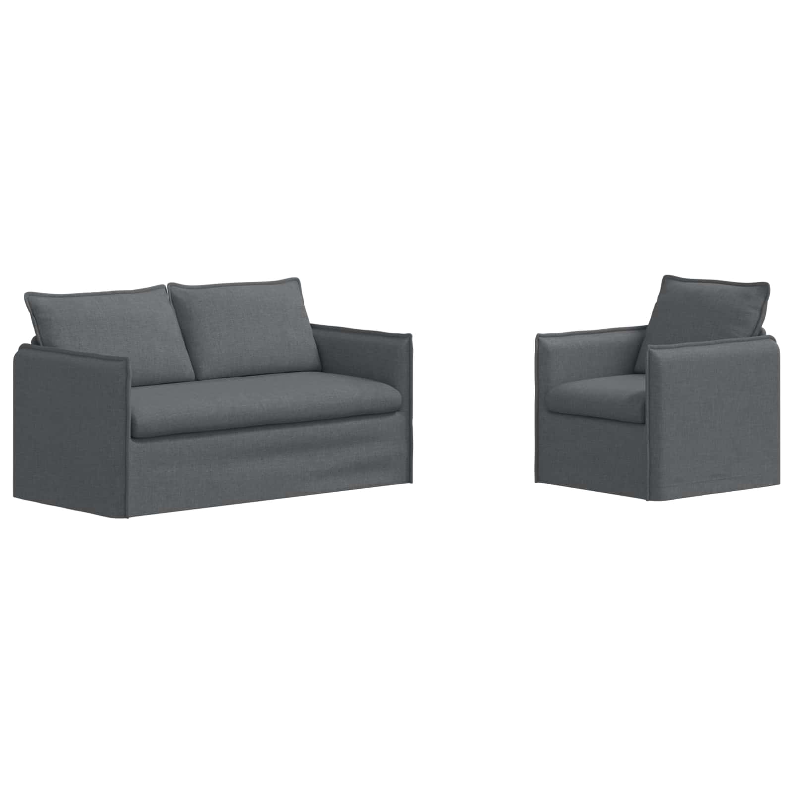 Sofa Set 2 pcs Dunkelgrau 156 x 82 x 85 cm Stoff