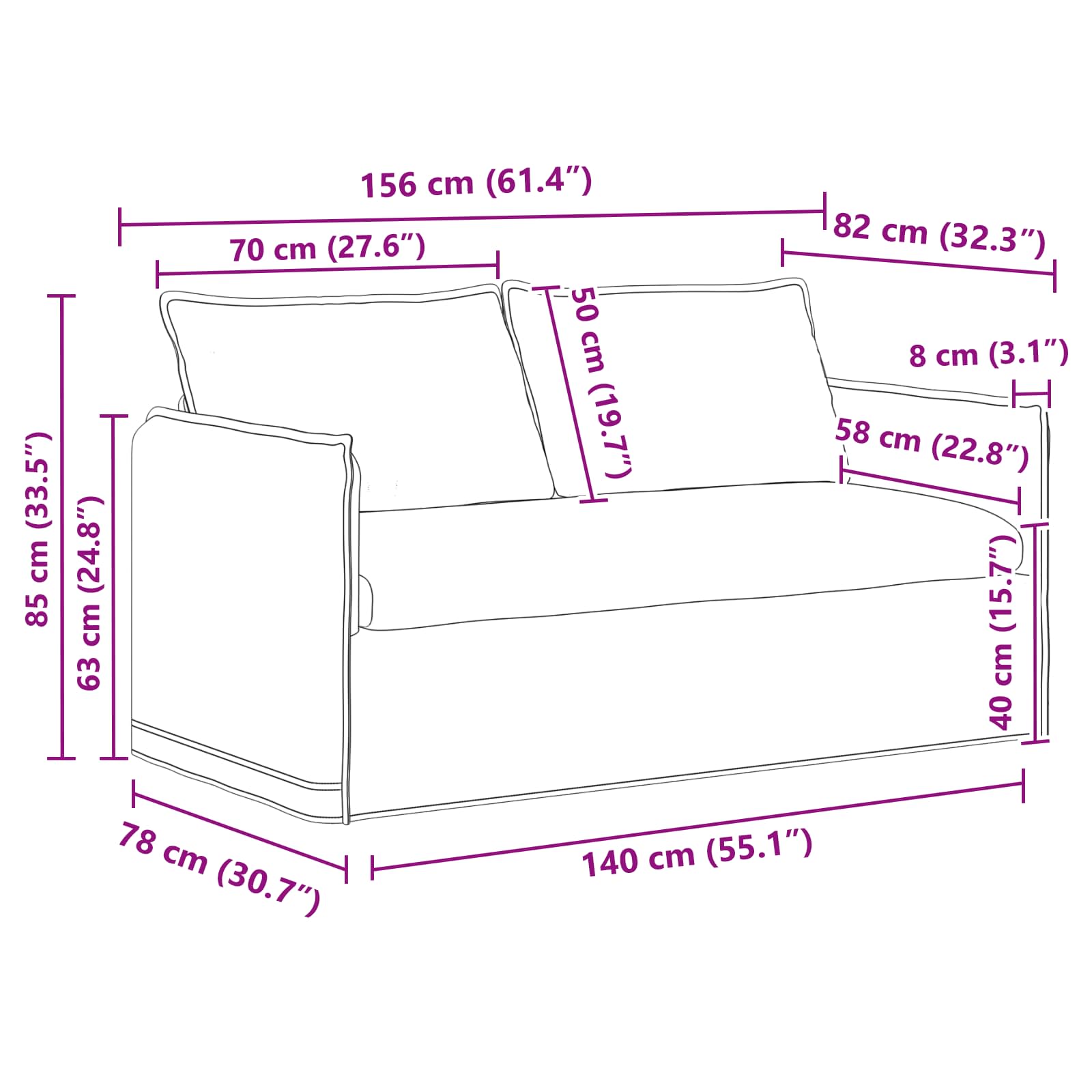 Sofa Set 2 pcs Dunkelgrün 156 x 82 x 85 cm Stoff