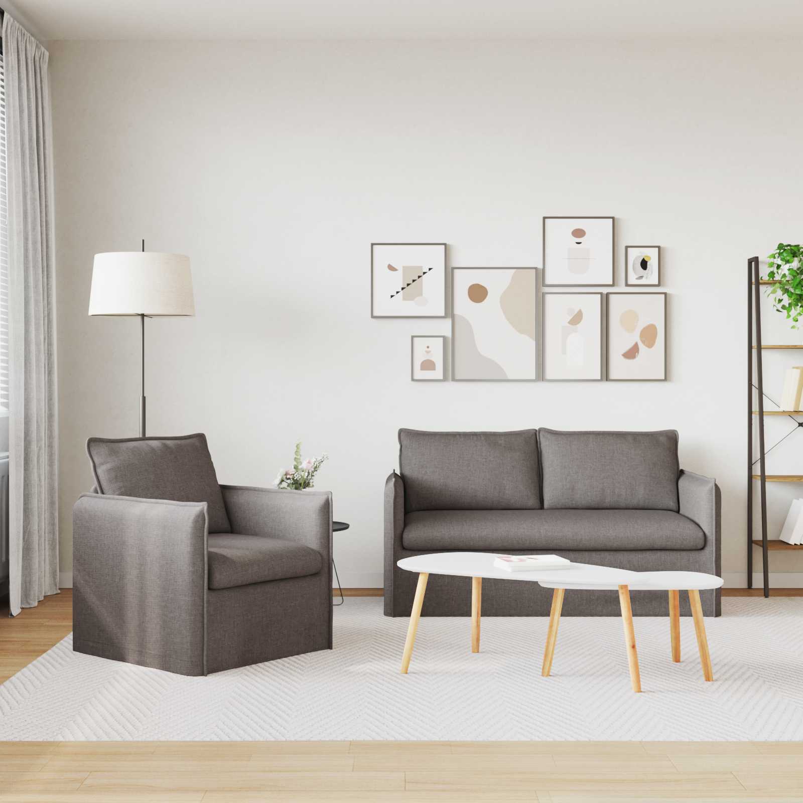 Sofa Set 2 pcs Taupe 156 x 82 x 85 cm Stoff