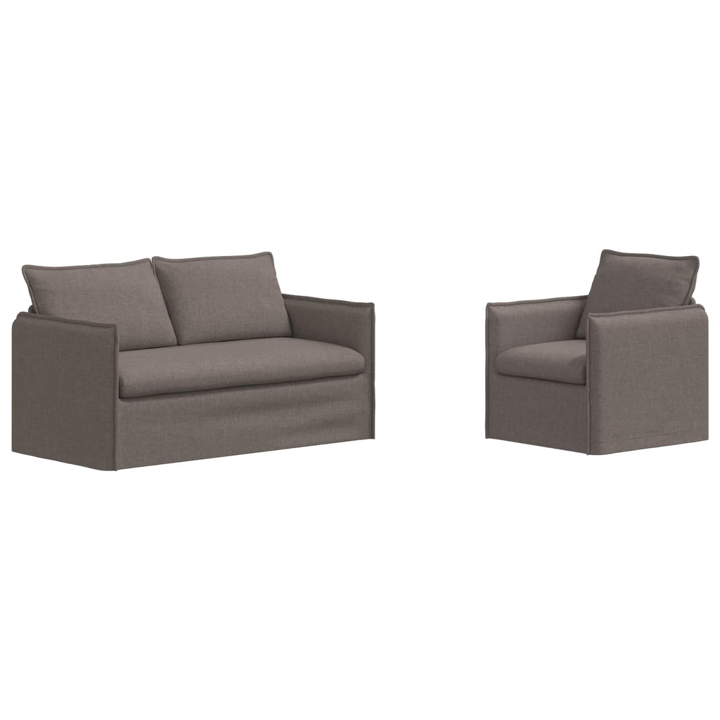 Sofa Set 2 pcs Taupe 156 x 82 x 85 cm Stoff