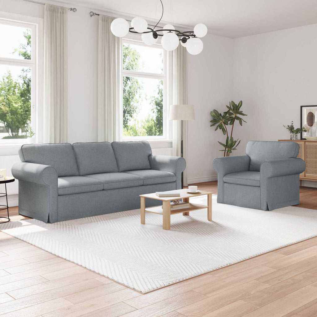 Sofa Set 2 pcs Hellgrau 215 x 82 x 80 cm Stoff