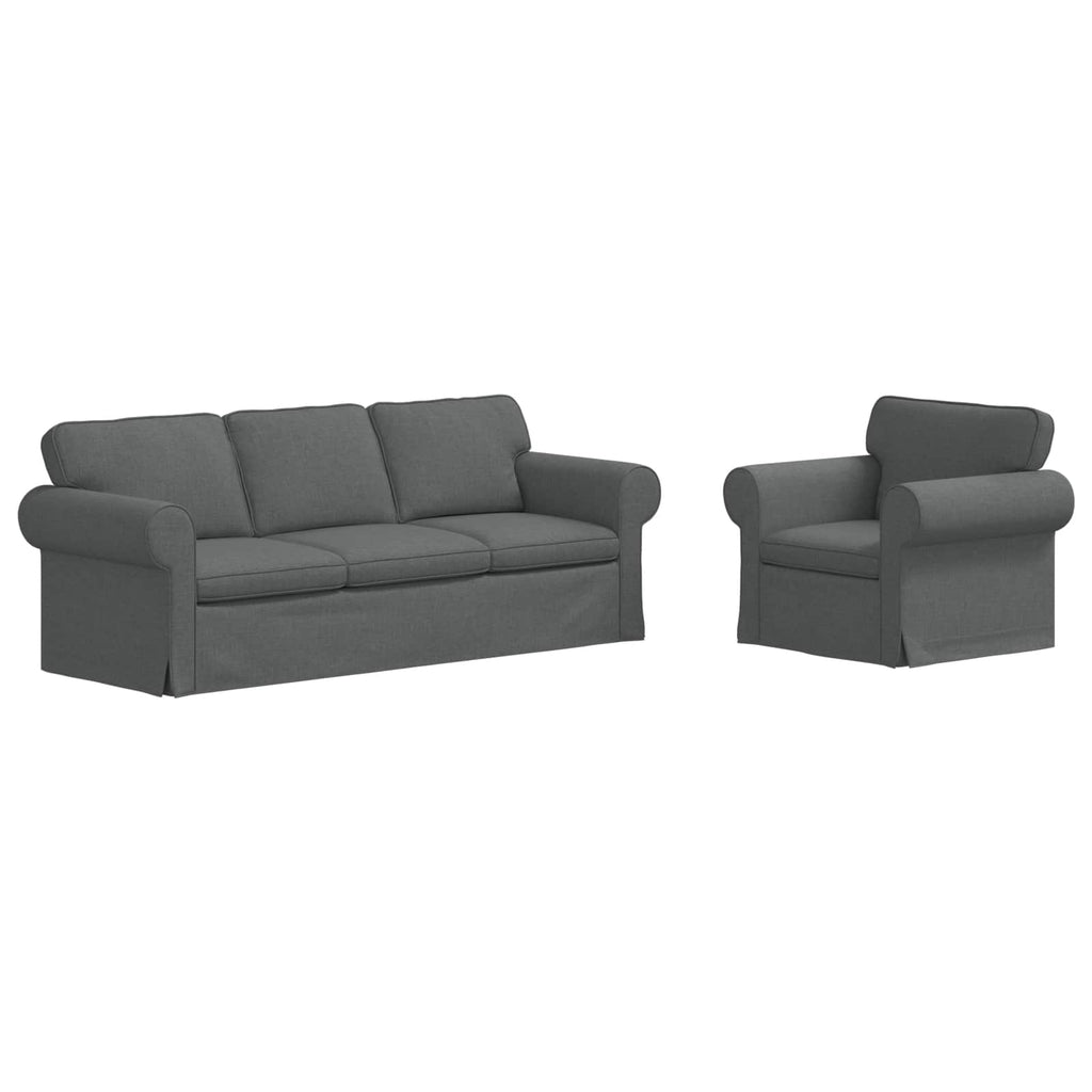 Sofa Set 2 pcs Dunkelgrau 215 x 82 x 80 cm Stoff