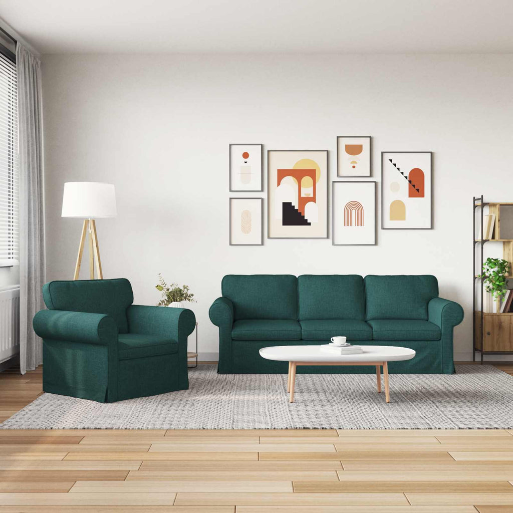 Sofa Set 2 pcs Dunkelgrün 215 x 82 x 80 cm Stoff