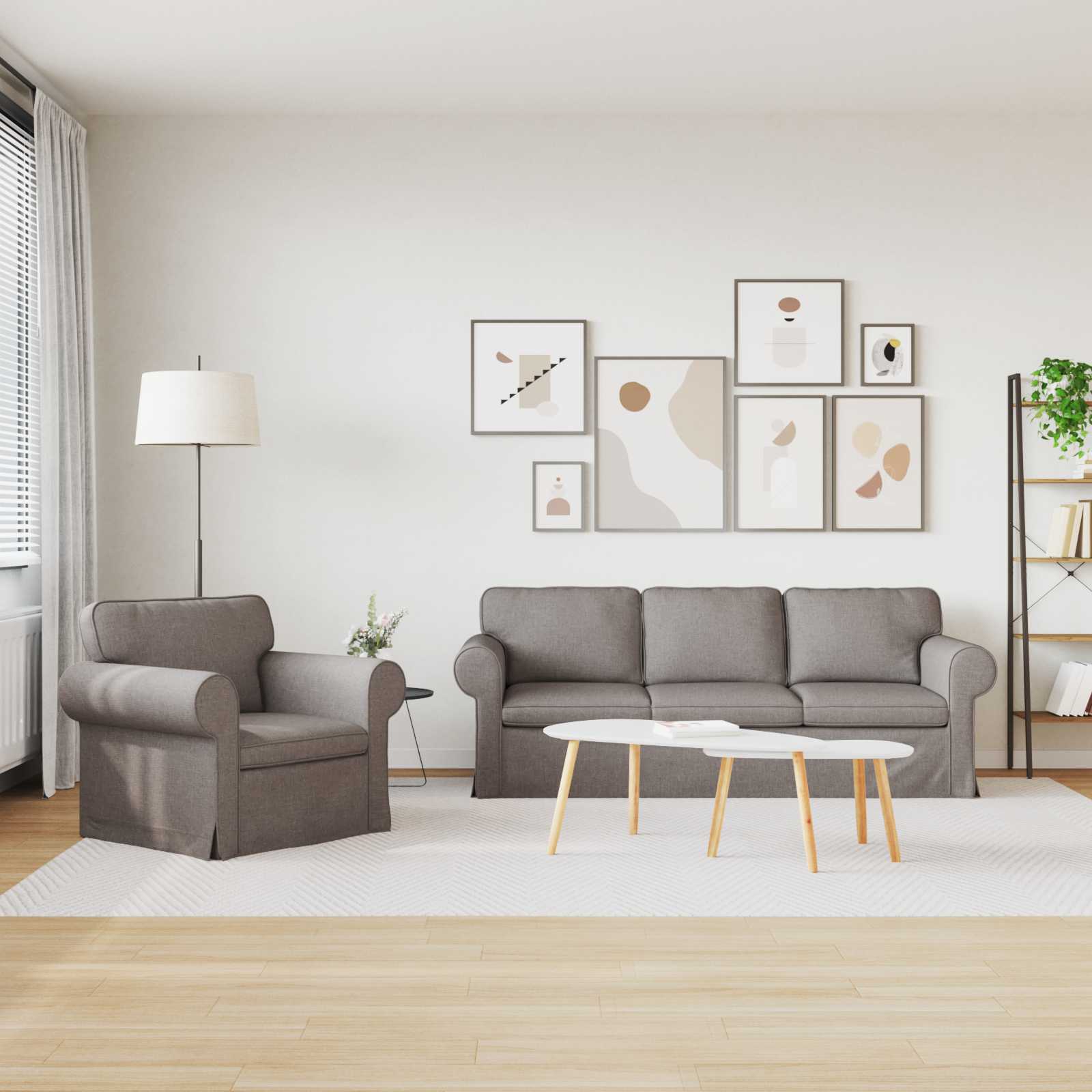 Sofa Set 2 pcs Taupe 215 x 82 x 80 cm Stoff