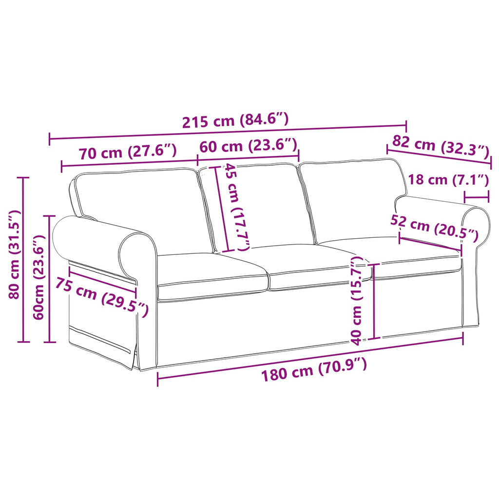 Sofa Set 2 pcs Taupe 215 x 82 x 80 cm Stoff