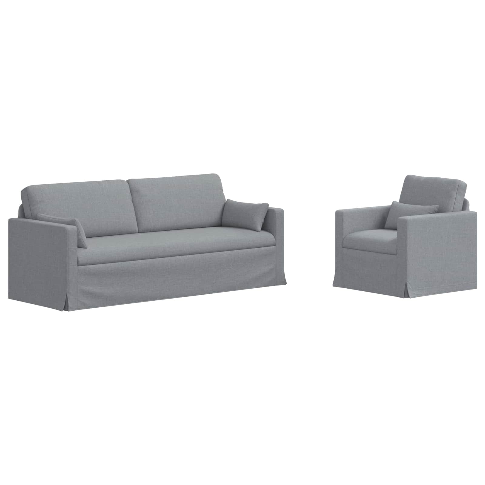 Sofa Set 2 pcs Hellgrau 198 x 78 x 80 cm Stoff