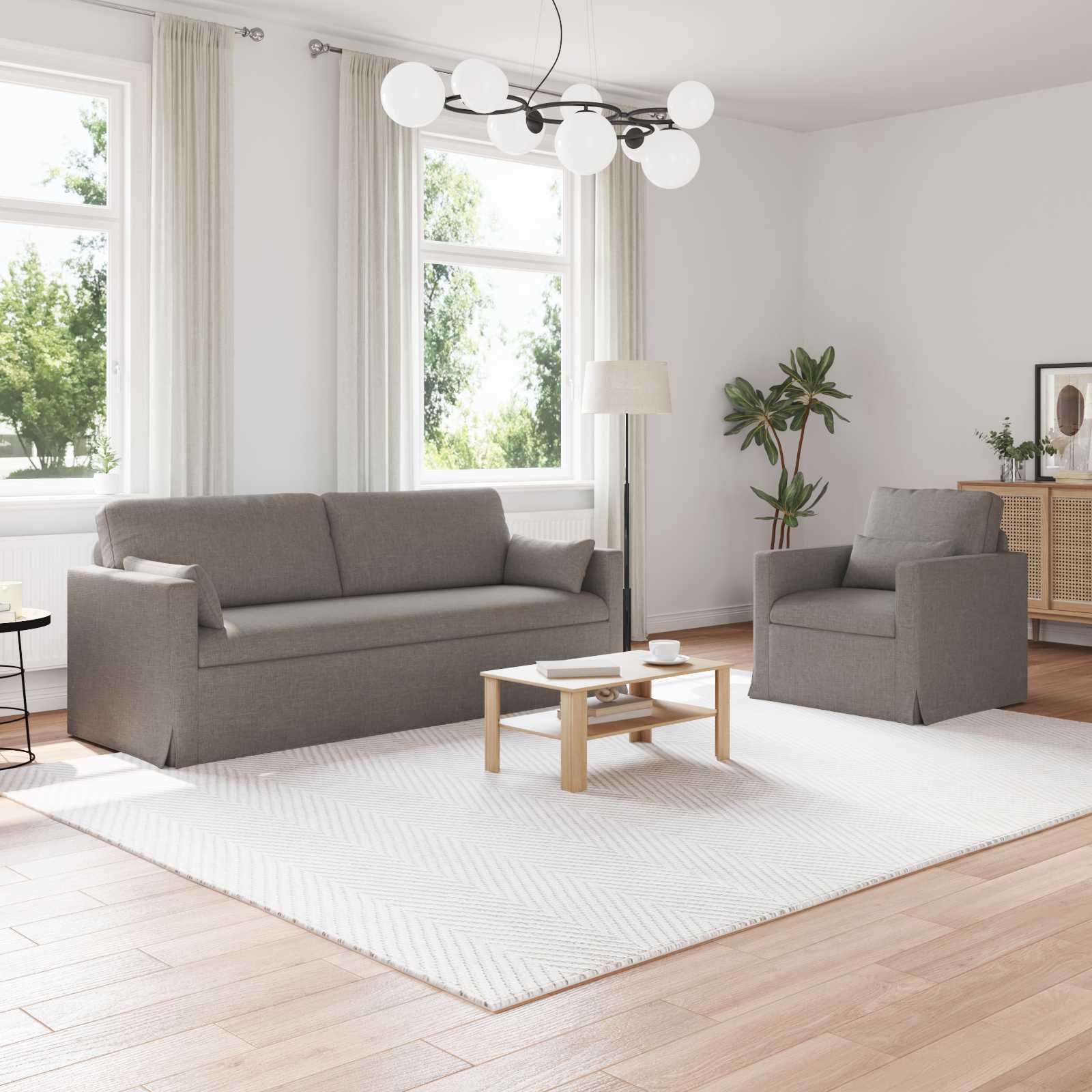 Sofa Set 2 pcs Taupe 198 x 78 x 80 cm Stoff