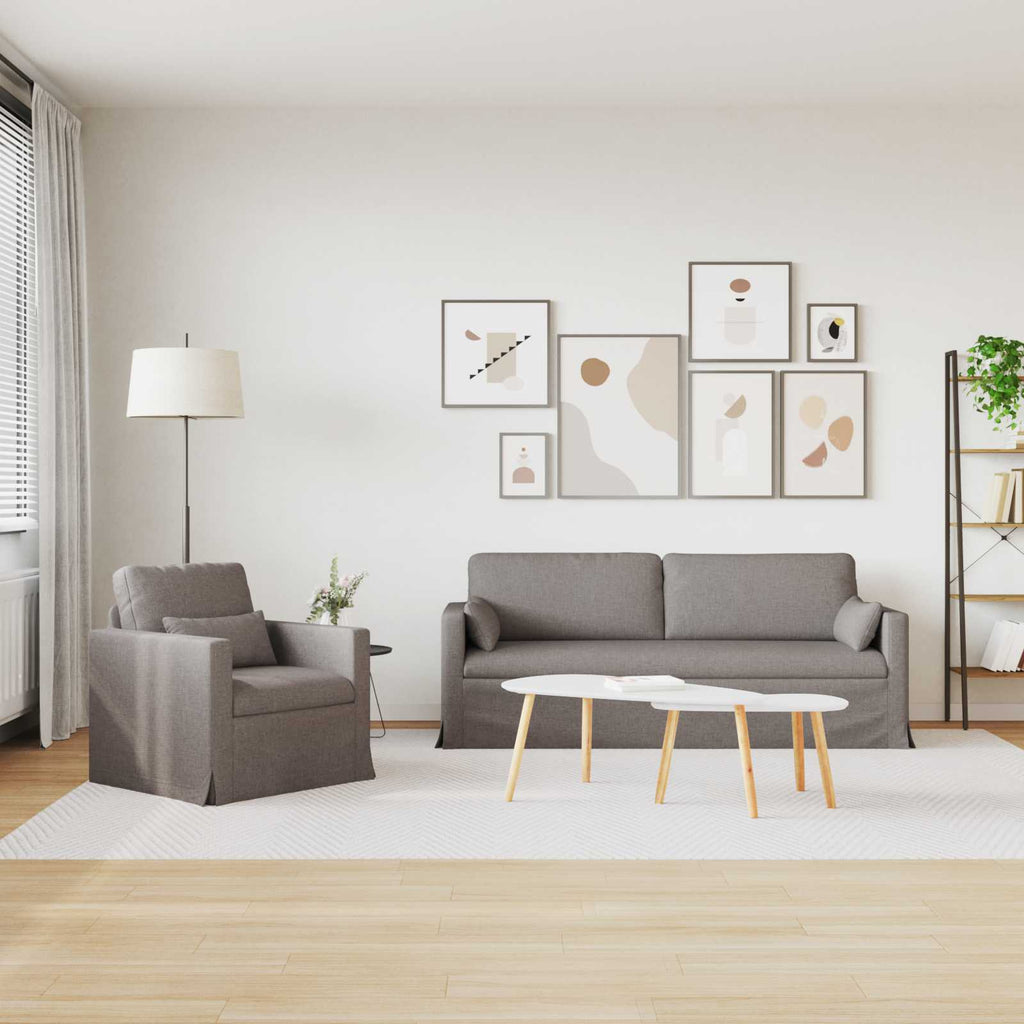 Sofa Set 2 pcs Taupe 198 x 78 x 80 cm Stoff