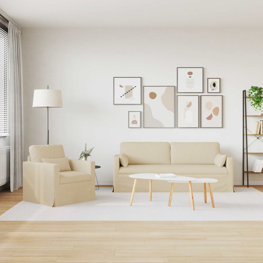 Sofa Set 2 pcs Creme 198 x 78 x 80 cm Stoff