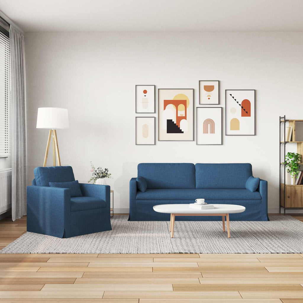 Sofa Set 2 pcs Blau 198 x 78 x 80 cm Stoff