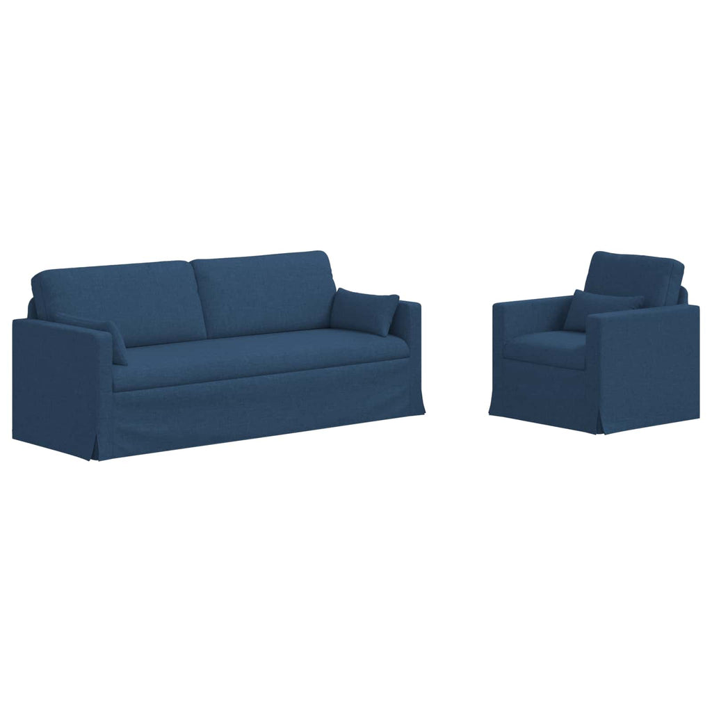 Sofa Set 2 pcs Blau 198 x 78 x 80 cm Stoff