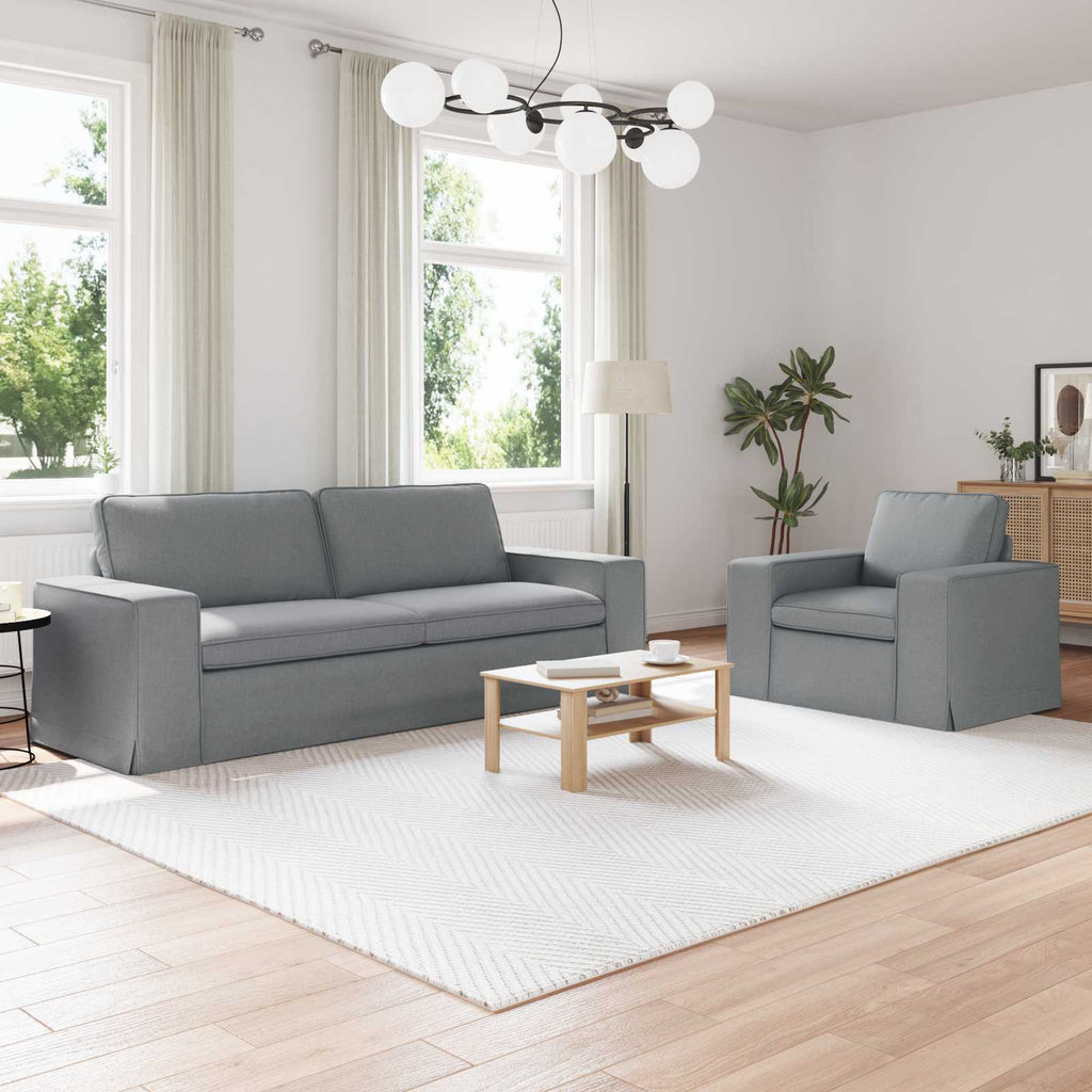 Sofa Set 2 pcs Hellgrau 222 x 80 x 82 cm Stoff
