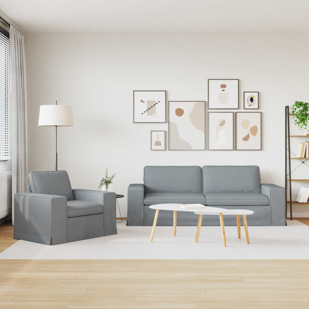 Sofa Set 2 pcs Hellgrau 222 x 80 x 82 cm Stoff