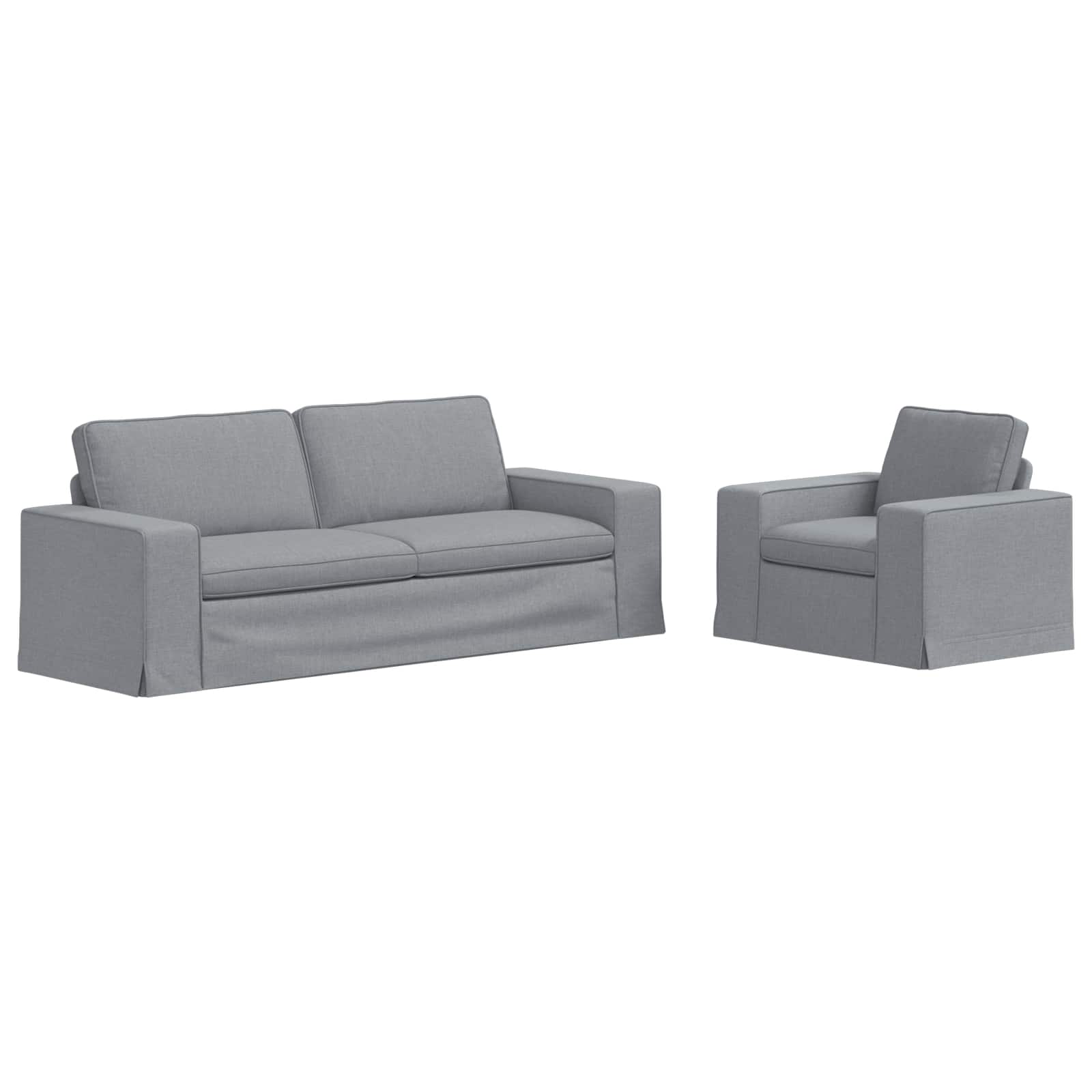 Sofa Set 2 pcs Hellgrau 222 x 80 x 82 cm Stoff