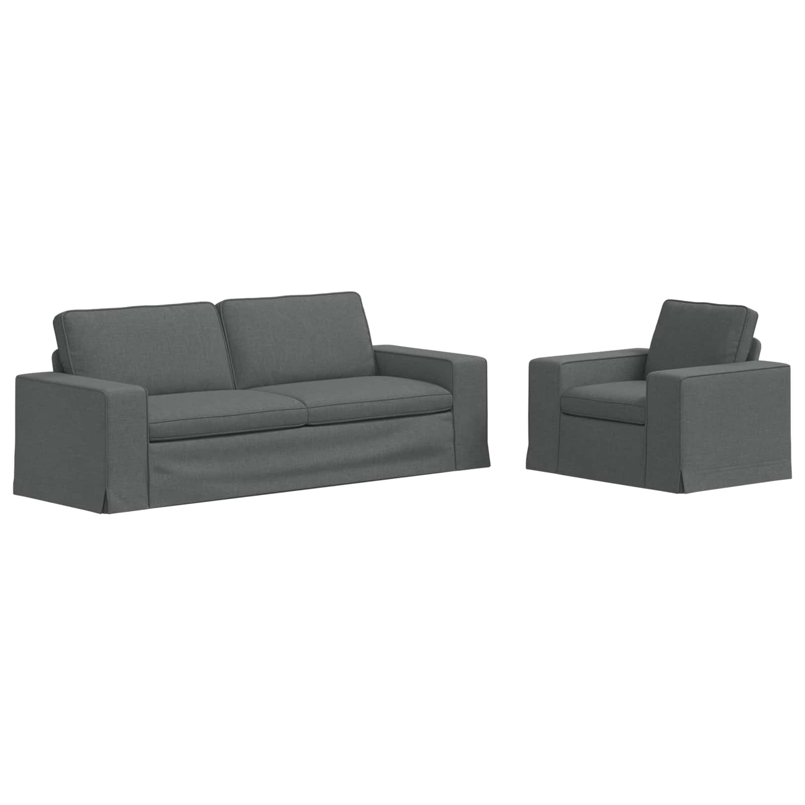 Sofa Set 2 pcs Dunkelgrau 222 x 80 x 82 cm Stoff
