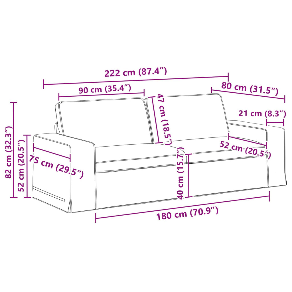 Sofa Set 2 pcs Blau 222 x 80 x 82 cm Stoff
