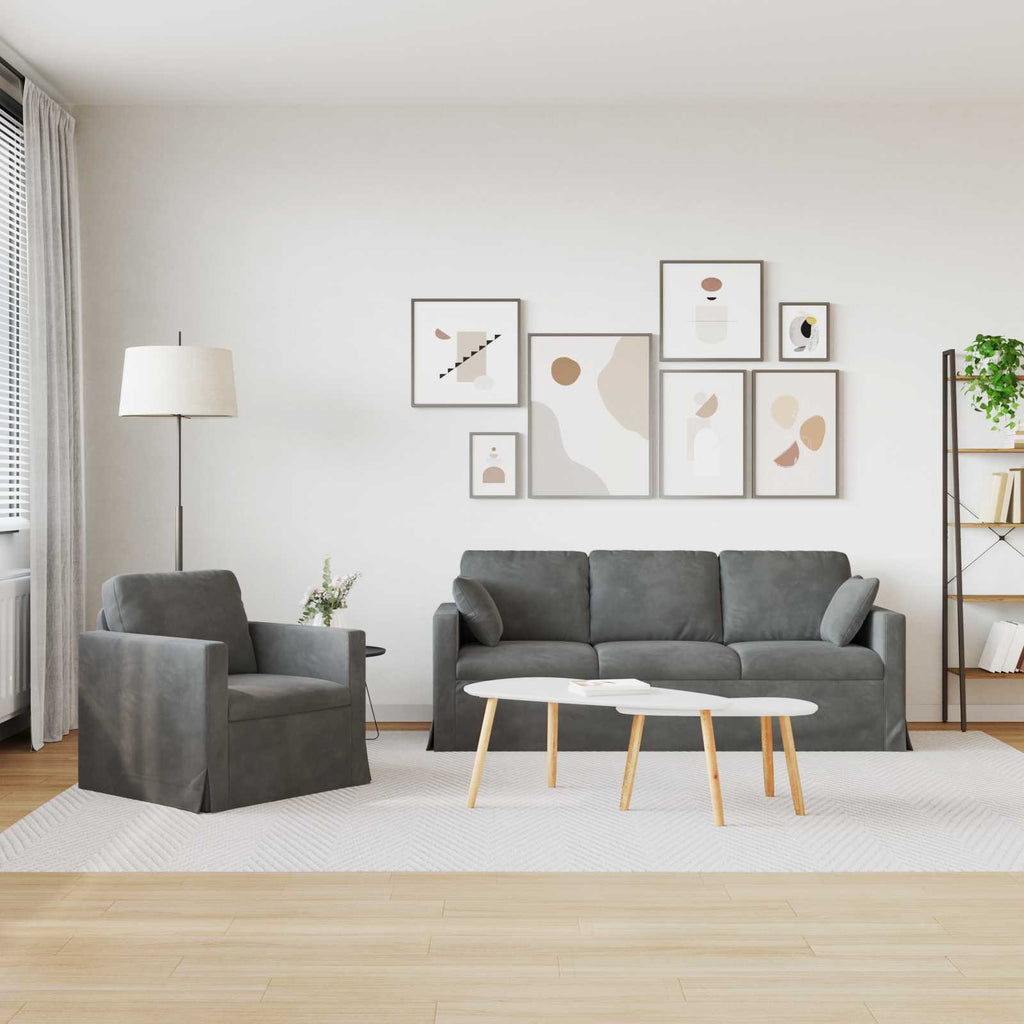 Sofa Set 2 pcs Dunkelgrau 198 x 78 x 80 cm Samt