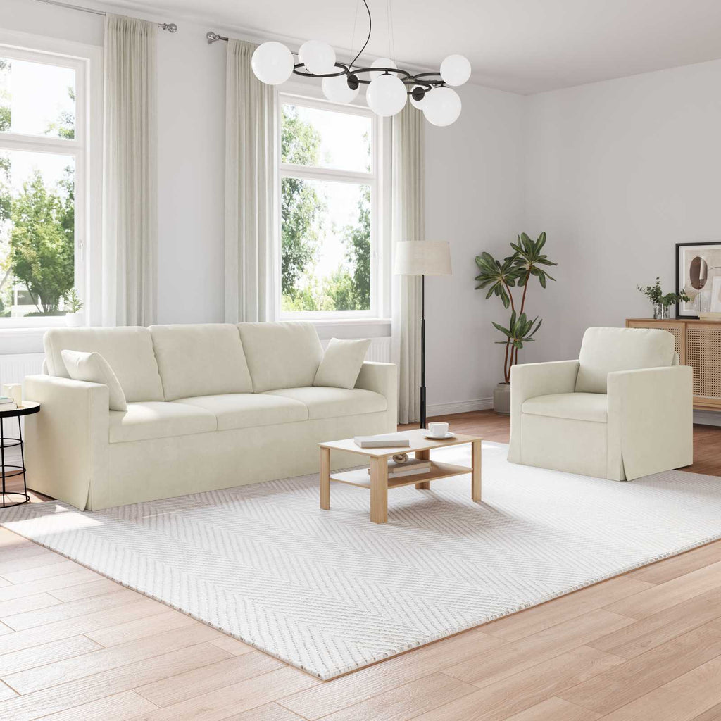 Sofa Set 2 pcs Creme 198 x 78 x 80 cm Samt