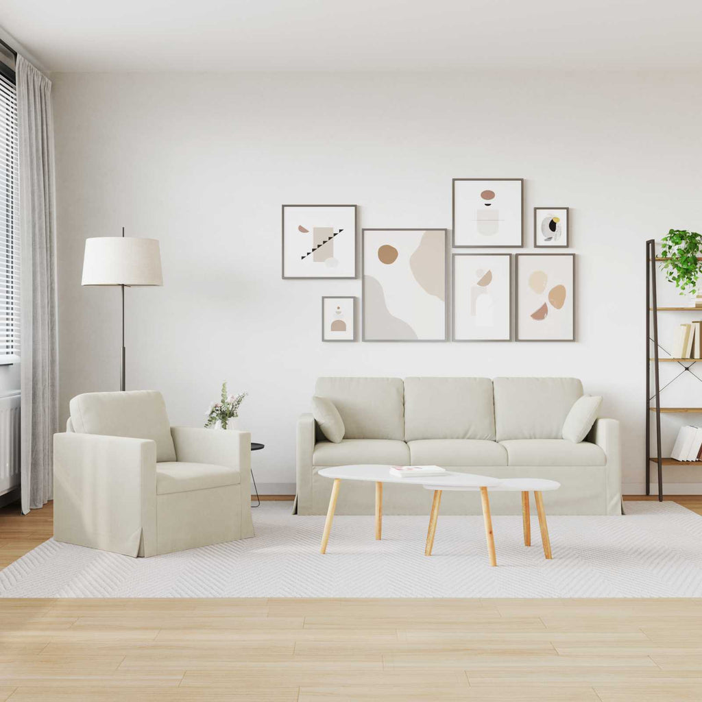 Sofa Set 2 pcs Creme 198 x 78 x 80 cm Samt