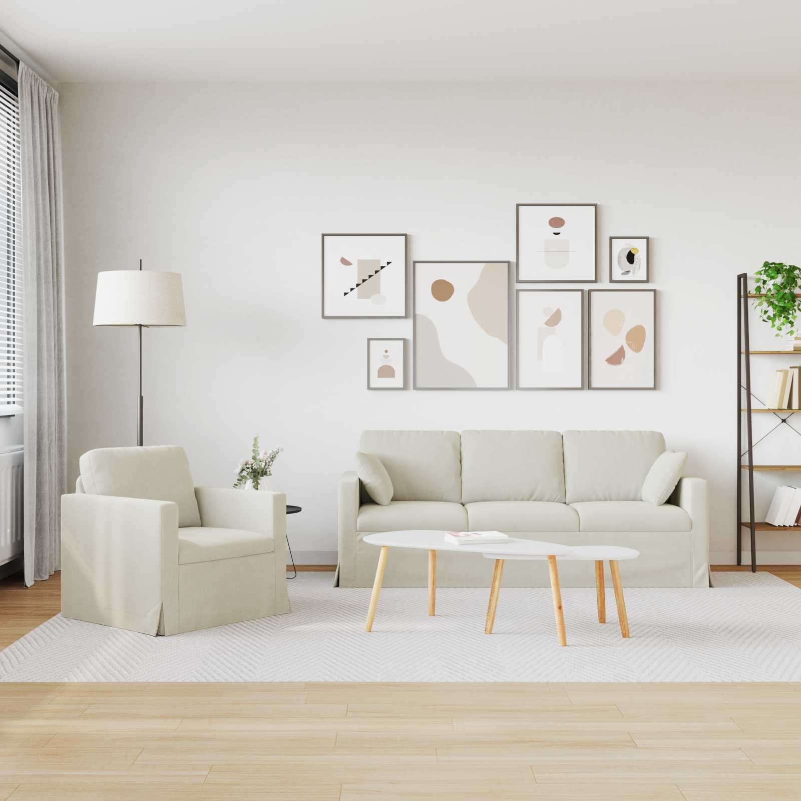 Sofa Set 2 pcs Creme 198 x 78 x 80 cm Samt