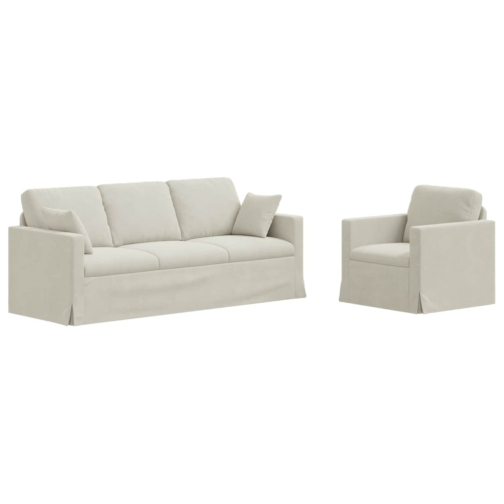 Sofa Set 2 pcs Creme 198 x 78 x 80 cm Samt