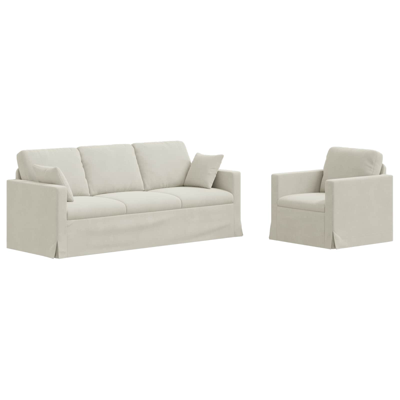Sofa Set 2 pcs Creme 198 x 78 x 80 cm Samt