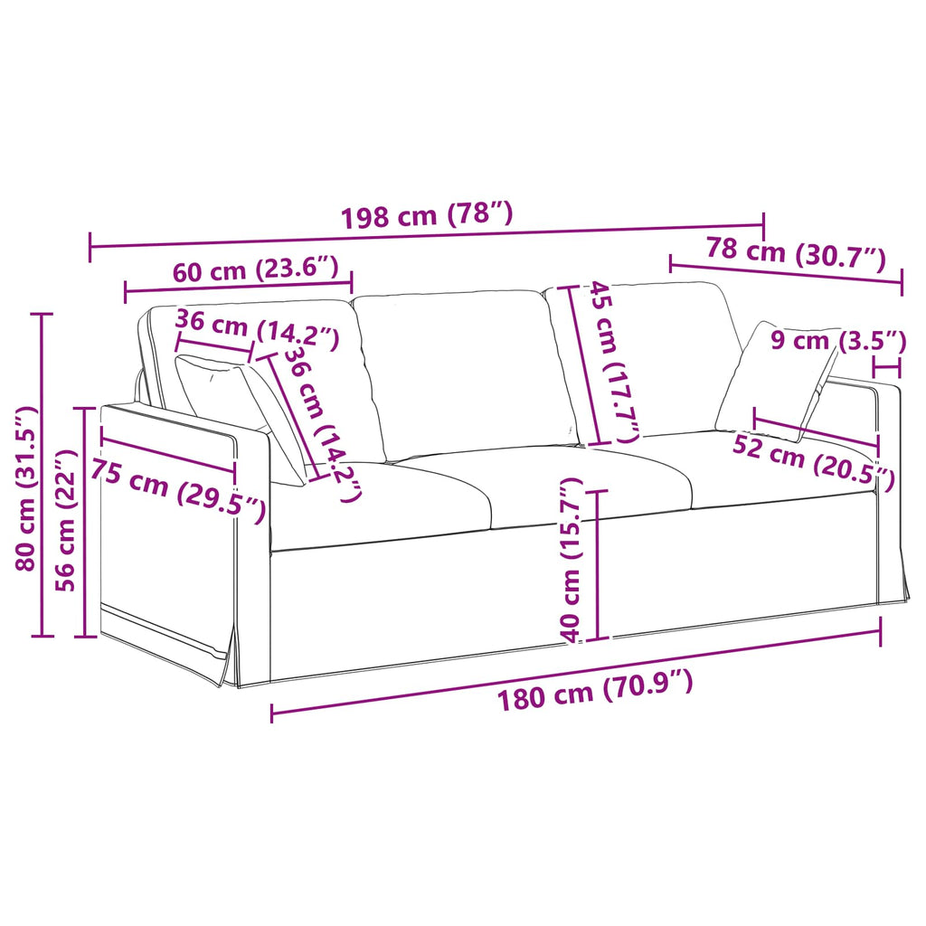 Sofa Set 2 pcs Blau 198 x 78 x 80 cm Samt