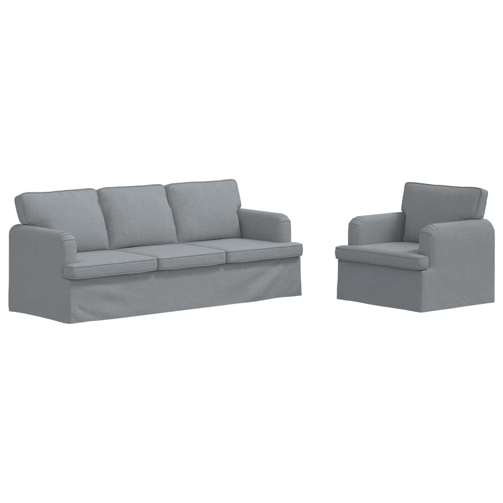 Sofa Set 2 pcs Hellgrau 201 x 80 x 85 cm Stoff