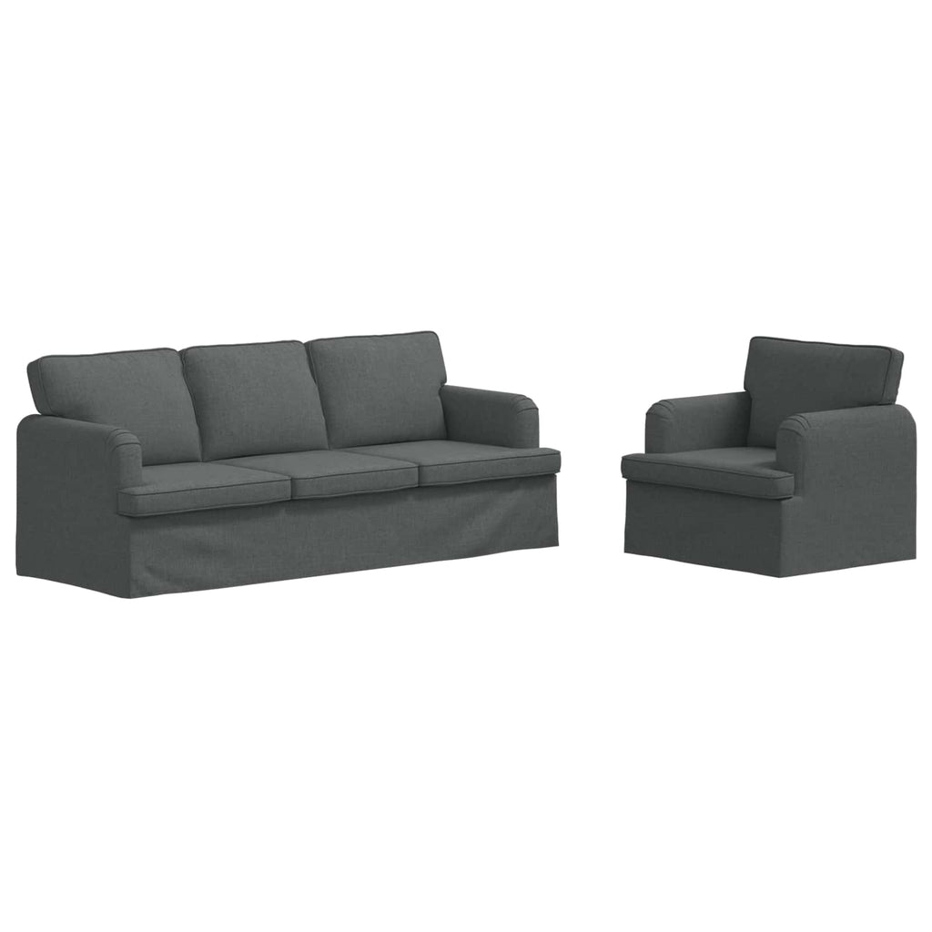 Sofa Set 2 pcs Dunkelgrau 201 x 80 x 85 cm Stoff