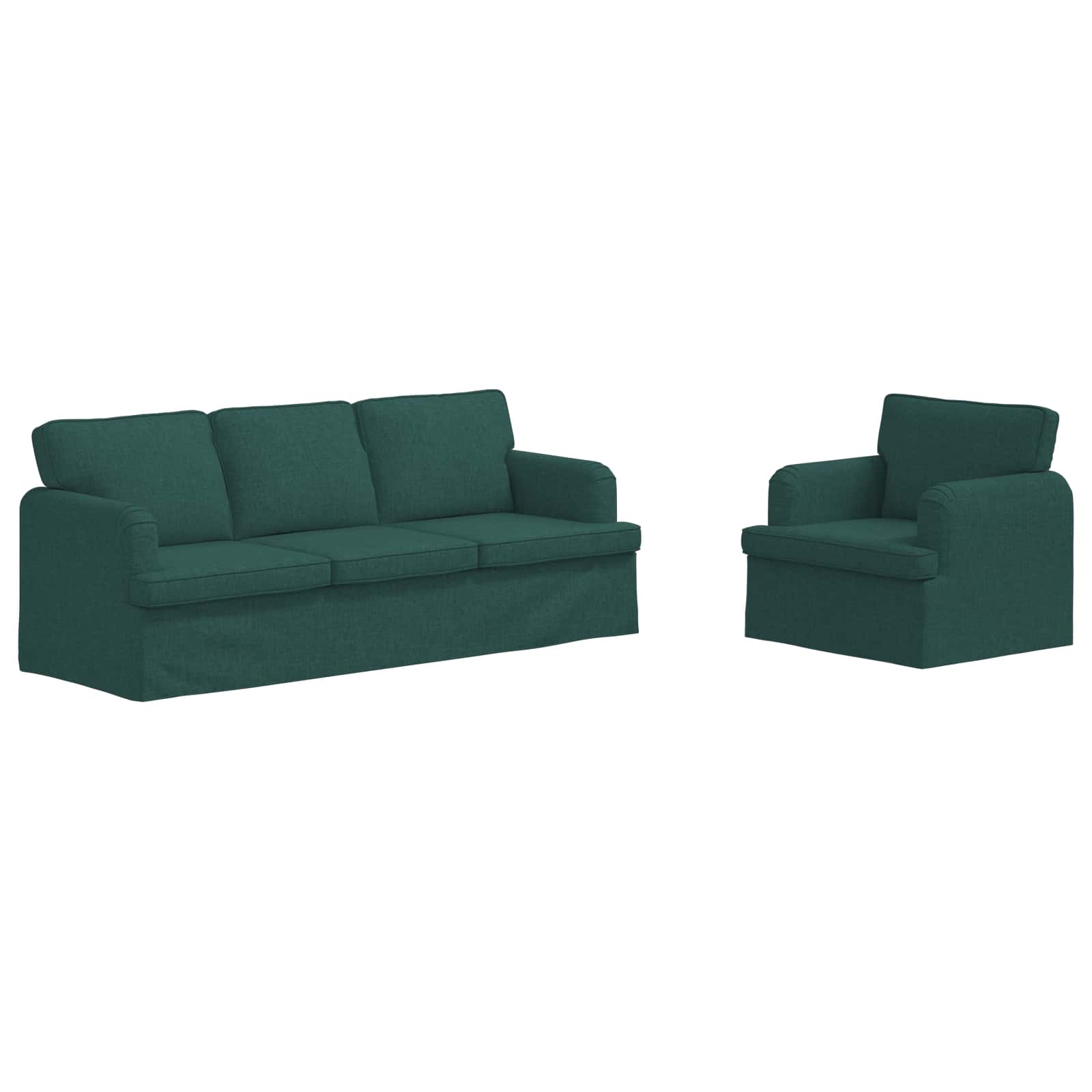 Sofa Set 2 pcs Dunkelgrün 201 x 80 x 85 cm Stoff