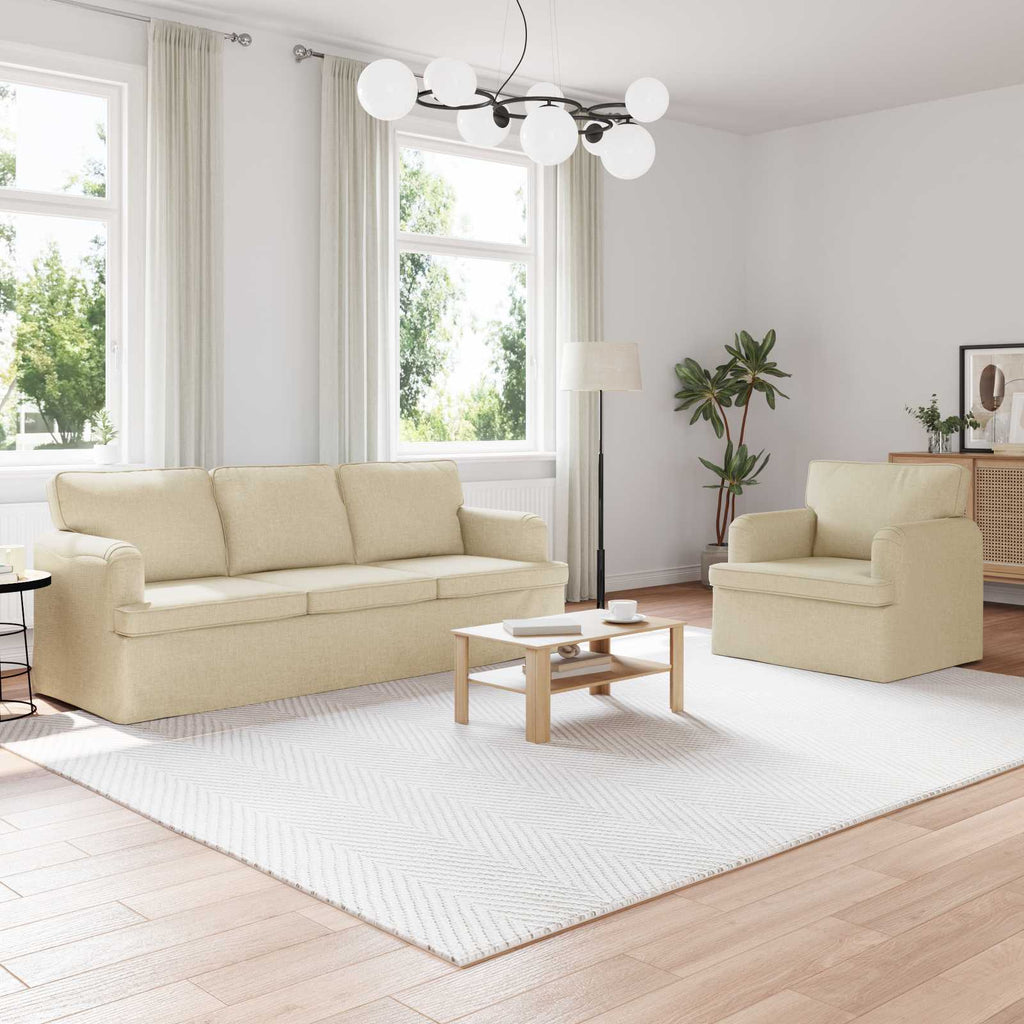 Sofa Set 2 pcs Creme 201 x 80 x 85 cm Stoff