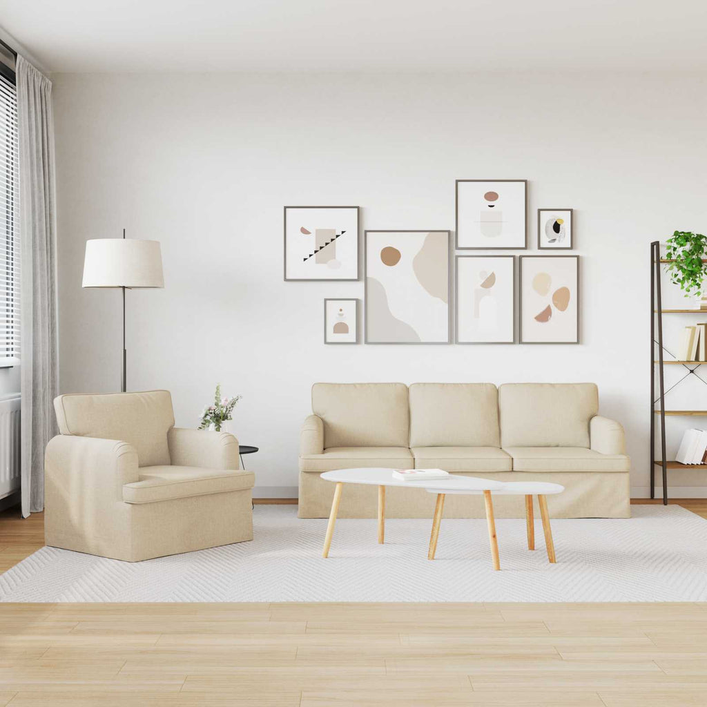 Sofa Set 2 pcs Creme 201 x 80 x 85 cm Stoff