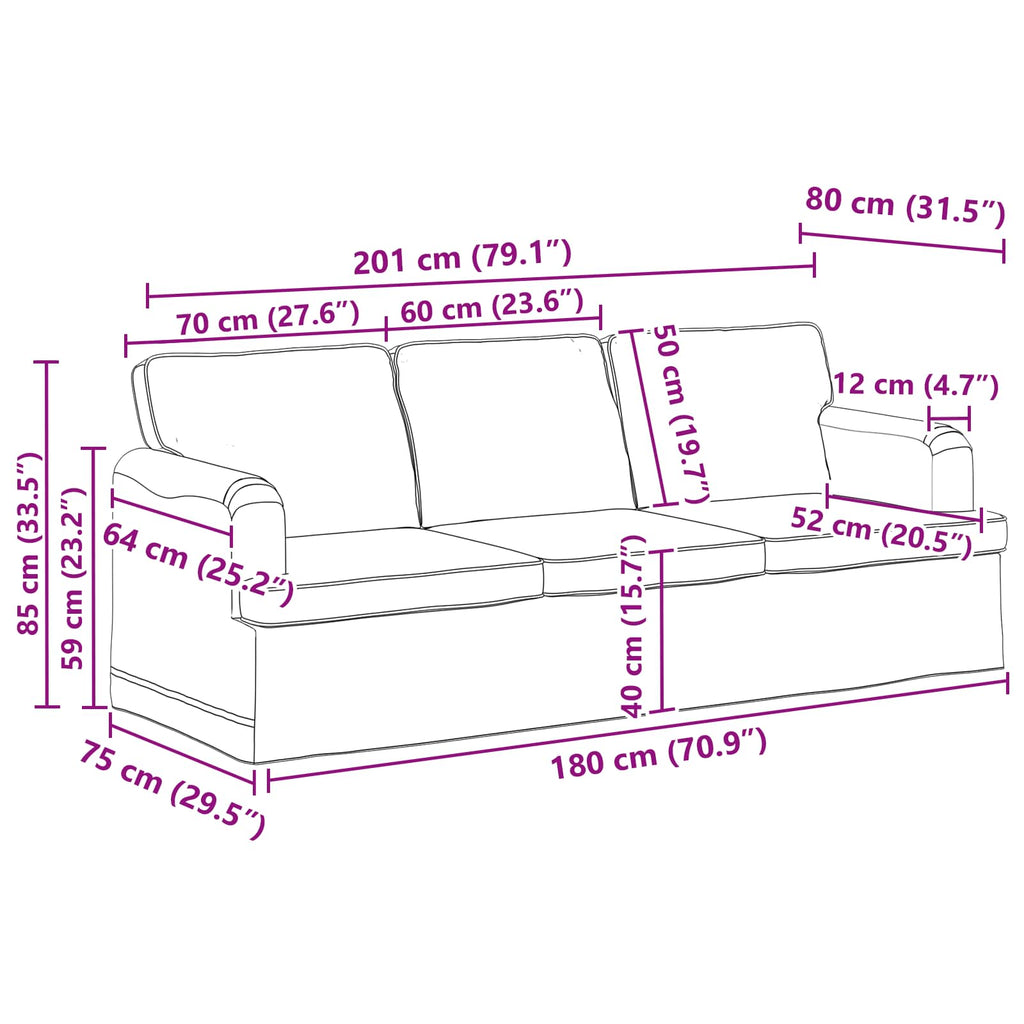 Sofa Set 2 pcs Creme 201 x 80 x 85 cm Stoff