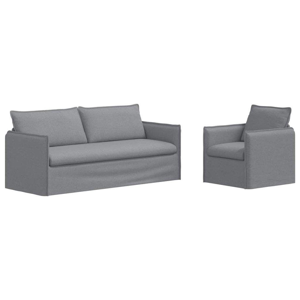 Sofa Set 2 pcs Hellgrau 196 x 82 x 85 cm Stoff