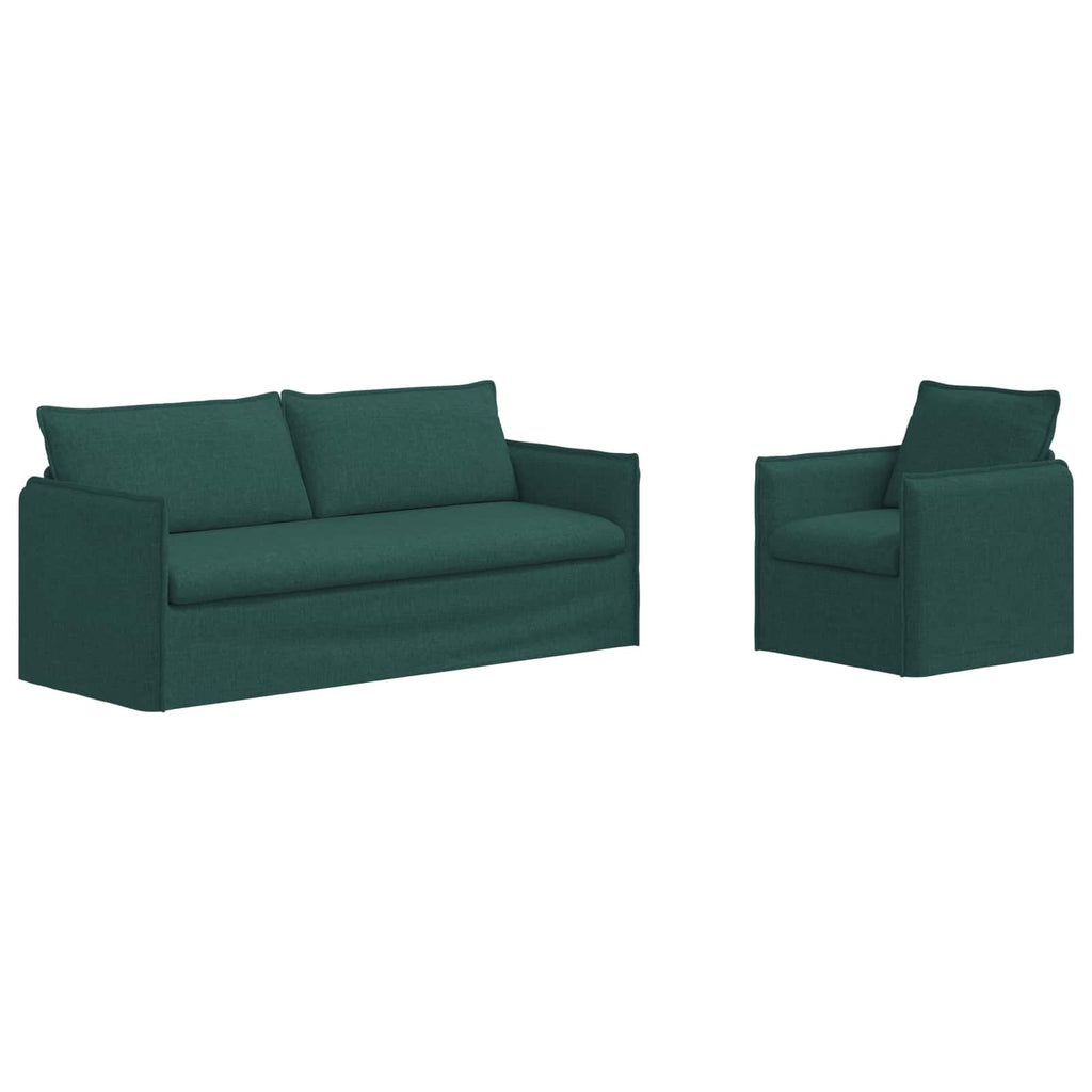 Sofa Set 2 pcs Dunkelgrün 196 x 82 x 85 cm Stoff