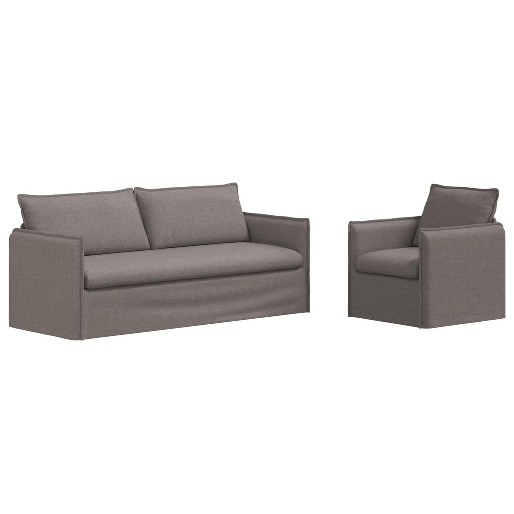 Sofa Set 2 pcs Taupe 196 x 82 x 85 cm Stoff