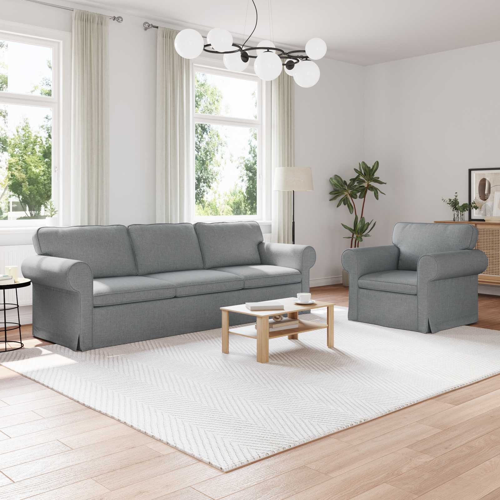 Sofa Set 2 pcs Hellgrau 245 x 82 x 80 cm Stoff
