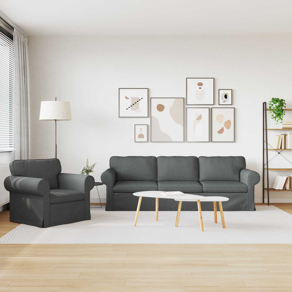 Sofa Set 2 pcs Dunkelgrau 245 x 82 x 80 cm Stoff
