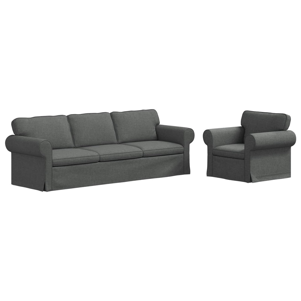 Sofa Set 2 pcs Dunkelgrau 245 x 82 x 80 cm Stoff