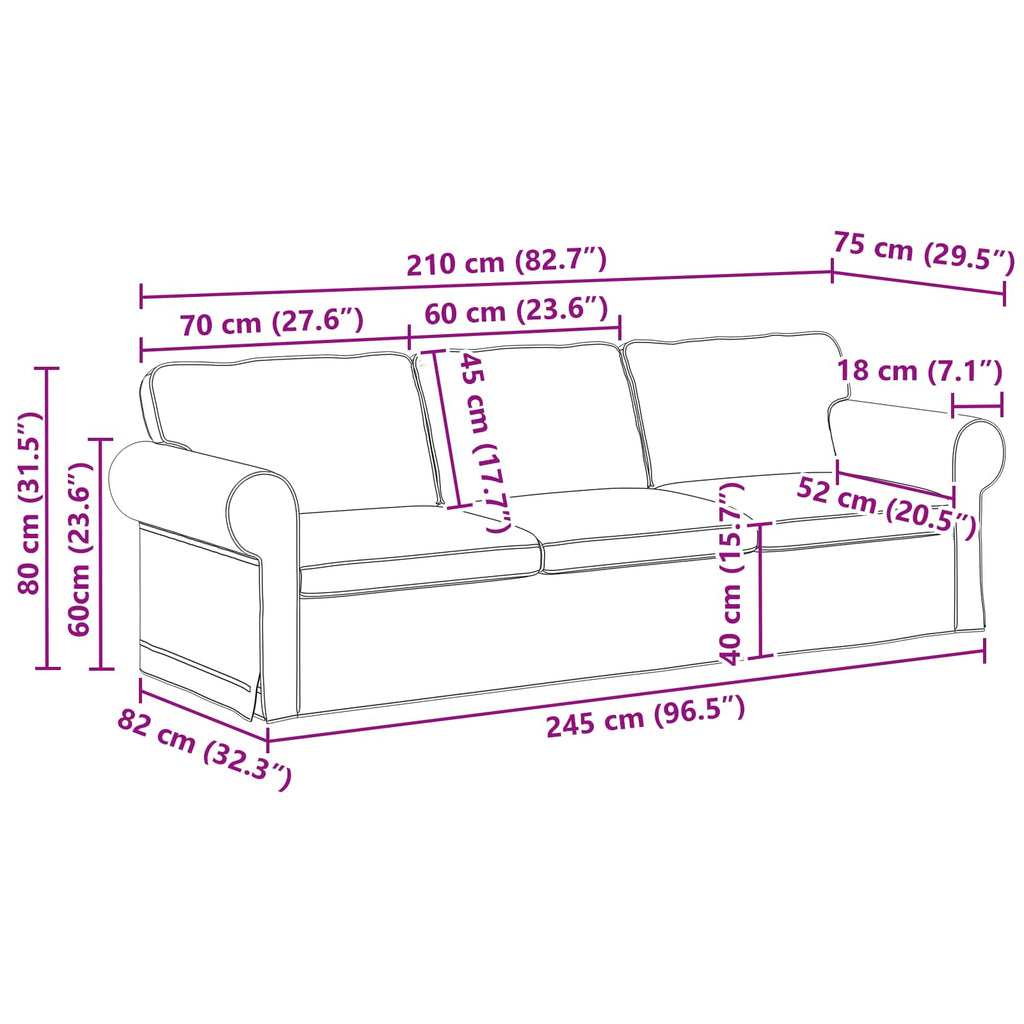 Sofa Set 2 pcs Schwarz 245 x 82 x 80 cm Stoff