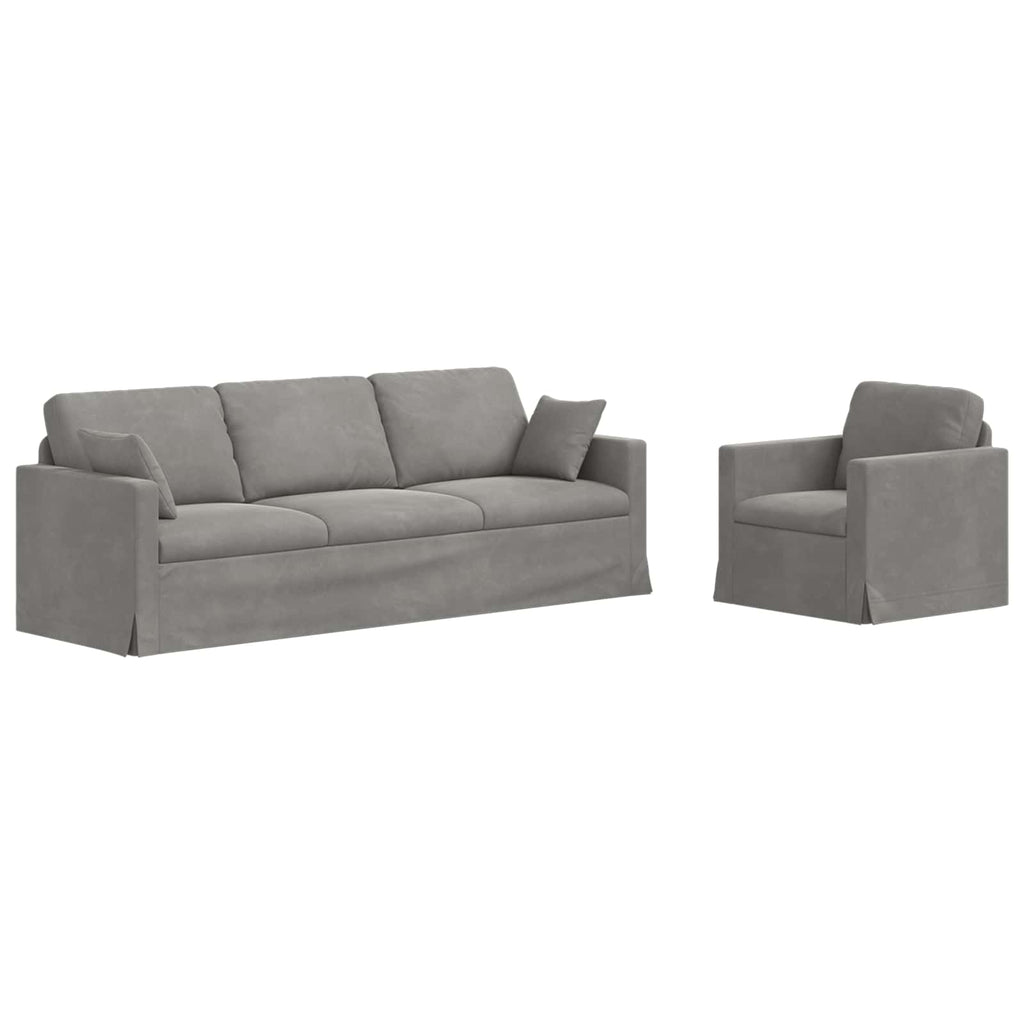 Sofa Set 2 pcs Hellgrau 228 x 78 x 80 cm Samt