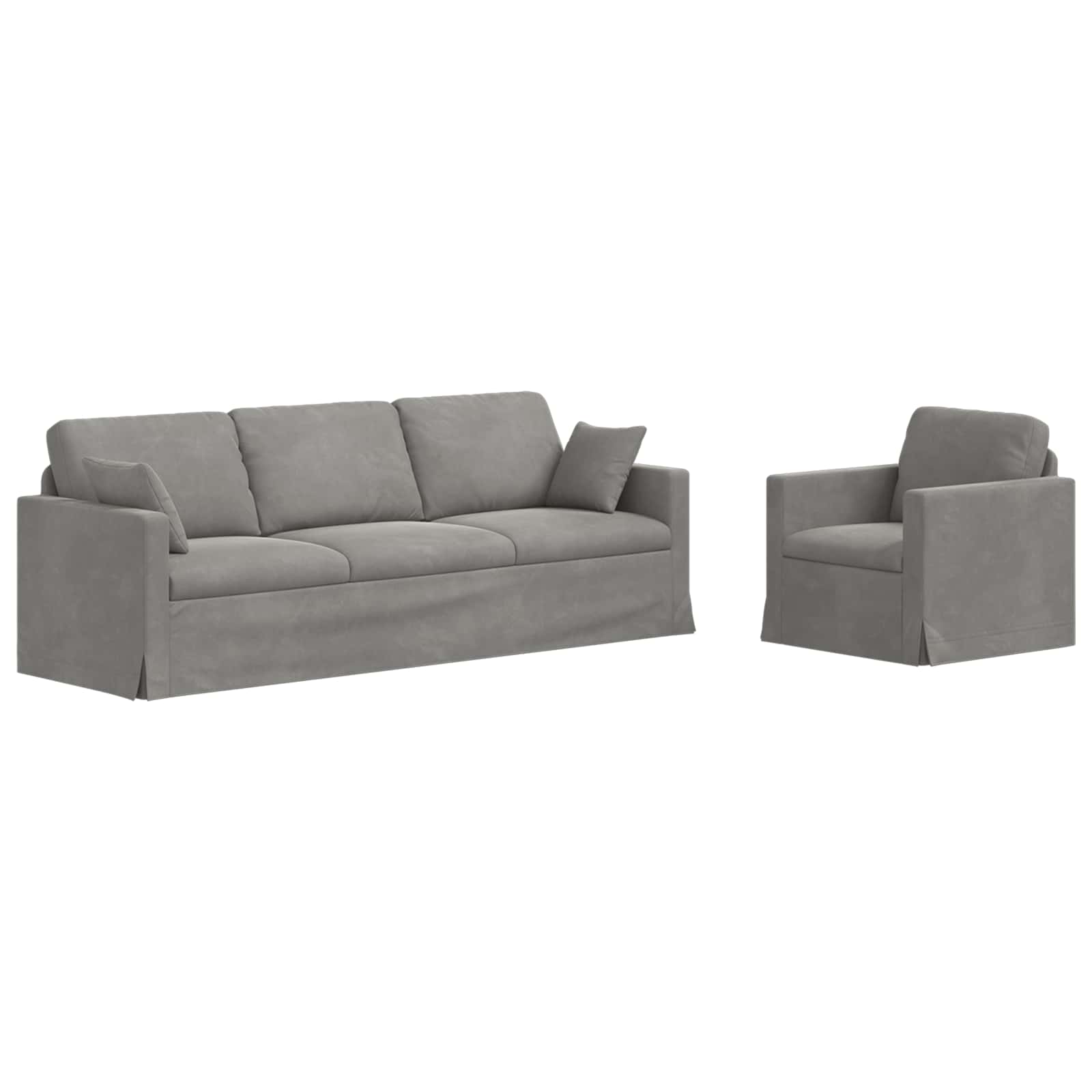 Sofa Set 2 pcs Hellgrau 228 x 78 x 80 cm Samt