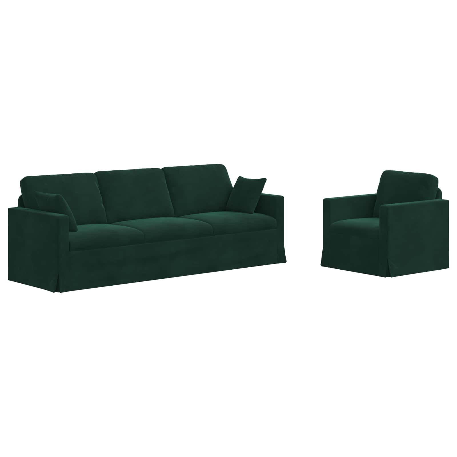 Sofa Set 2 pcs Dunkelgrün 228 x 78 x 80 cm Samt