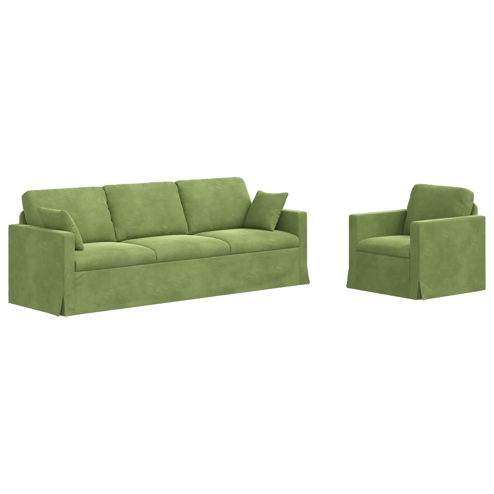 Sofa Set 2 pcs Hellgrün 228 x 78 x 80 cm Samt