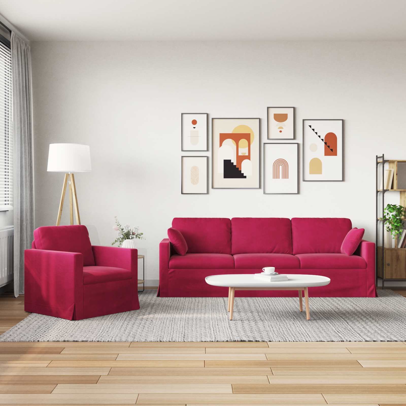 Sofa Set 2 pcs Weinrot 228 x 78 x 80 cm Samt