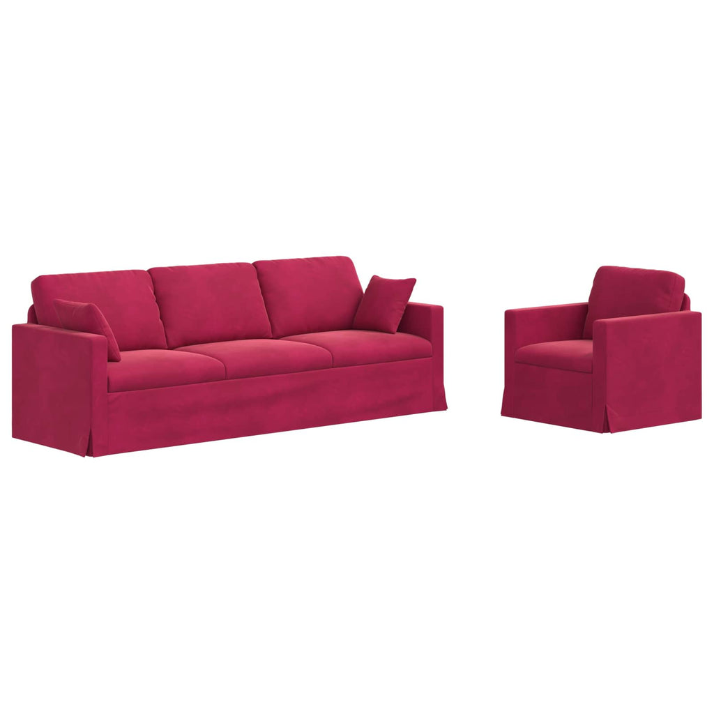 Sofa Set 2 pcs Weinrot 228 x 78 x 80 cm Samt