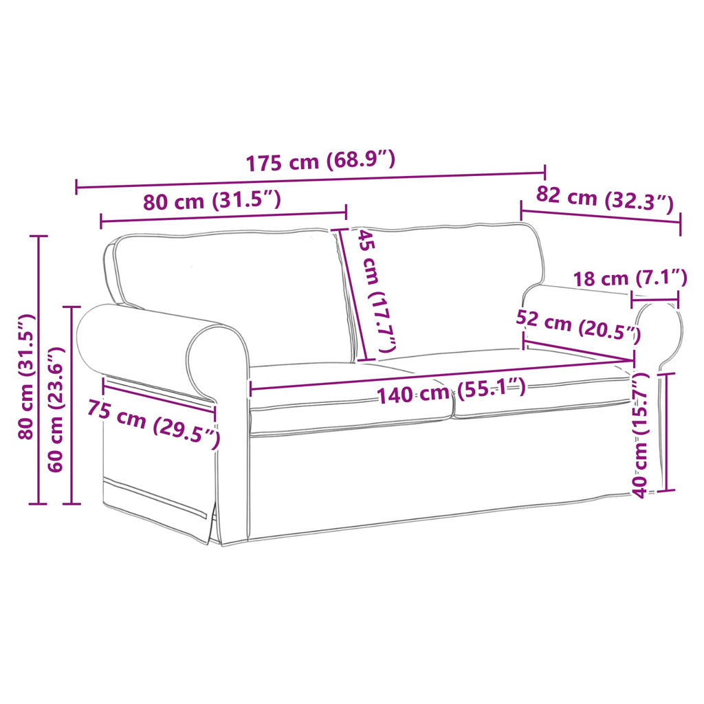 Sofa Hellgrau 175 x 82 x 80 cm Stoff
