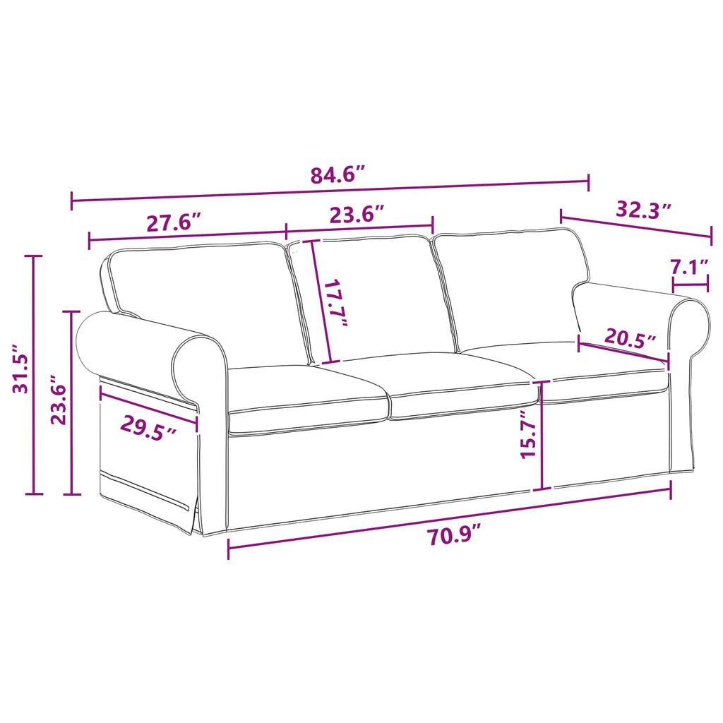 Sofa Dunkelgrau 215 x 82 x 80 cm Stoff