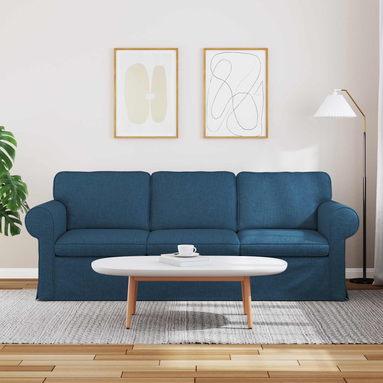 Sofa Blau 215 x 82 x 80 cm Stoff